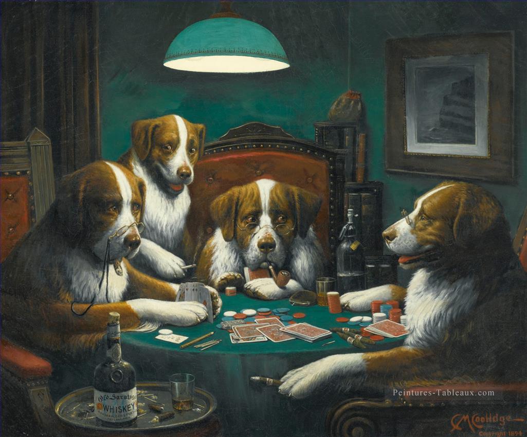 Chiens Jouant Poker Jeu Cassius Marcellus Coolidge Peintures à l'huile